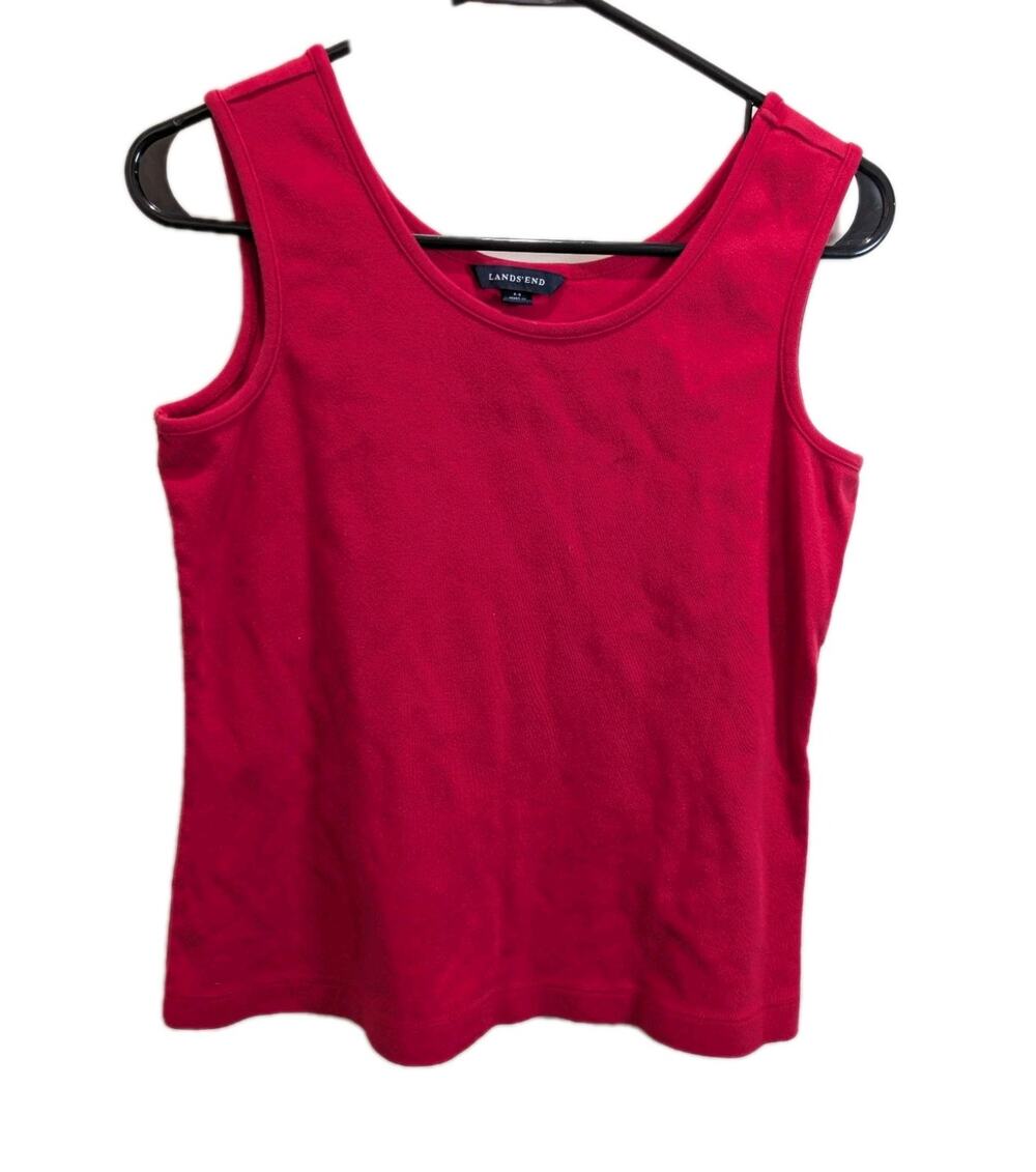 Lands' End Red Tank Top Shirt Women's 100% Cotton Sleeveless Layer Size Medium